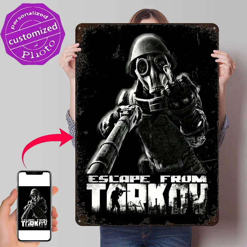 Escape From Tarkov - Aggressive Stance Personalized 3D Textured Metal Poster Wall Art Vintage Tin Signs for Decoration Garage
