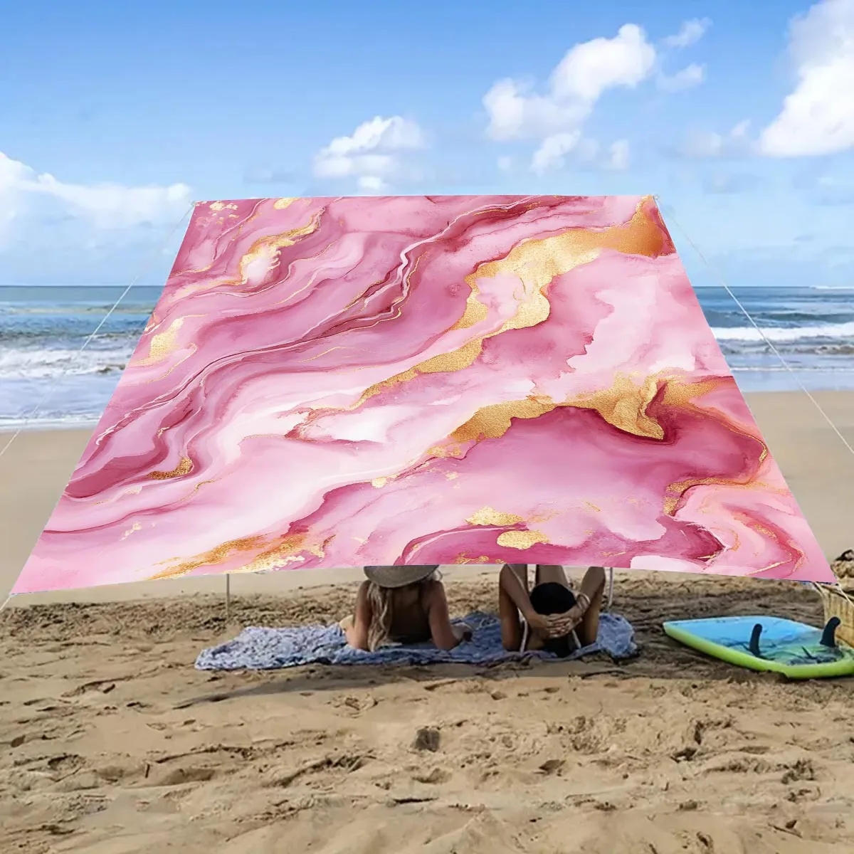 Quicksand Marble Pattern Camping Sunshade Tent  Camping Tarpaulin Portable Outdoor Camping Tent Picnic Mat Terrace Ceiling Cloth