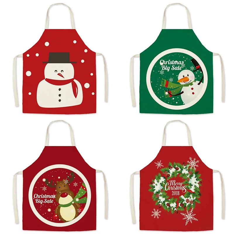 New Christmas apron Christmas party decorations kitchen cooking parent-child apron children's painting anti-fouling apron