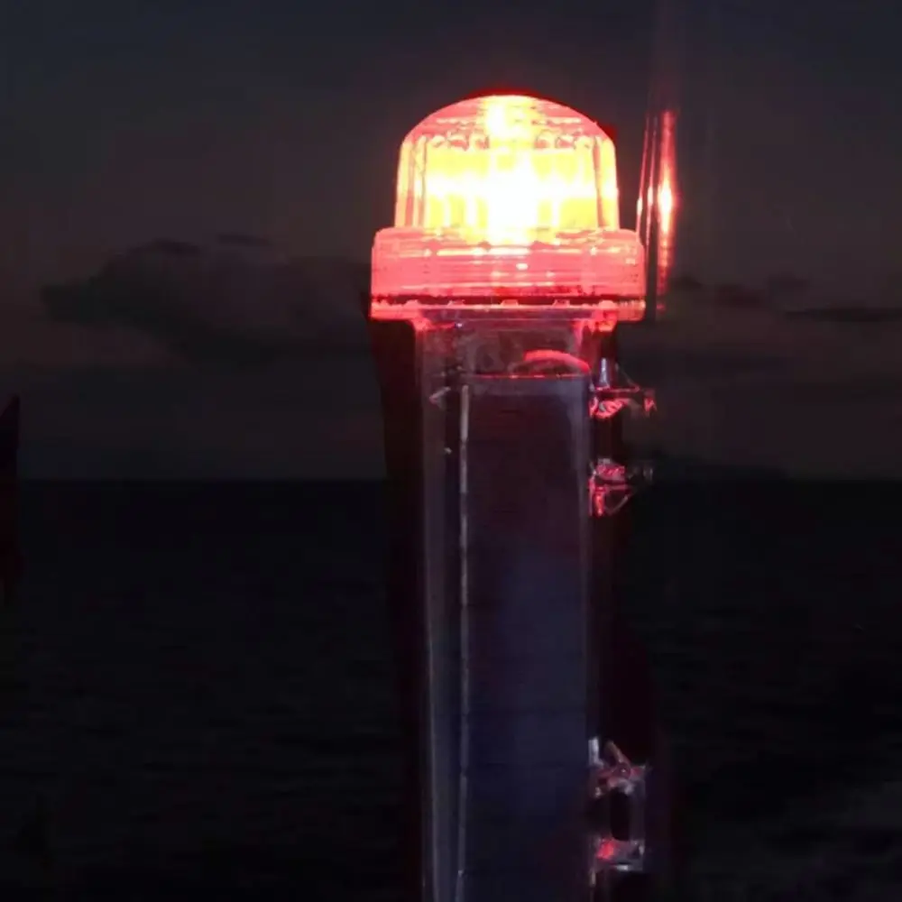 Solar Powered Marine Warning Beacon Light Fishing Boat Navigation Signal Lamp Waterproof LED Positioning Flash Light
