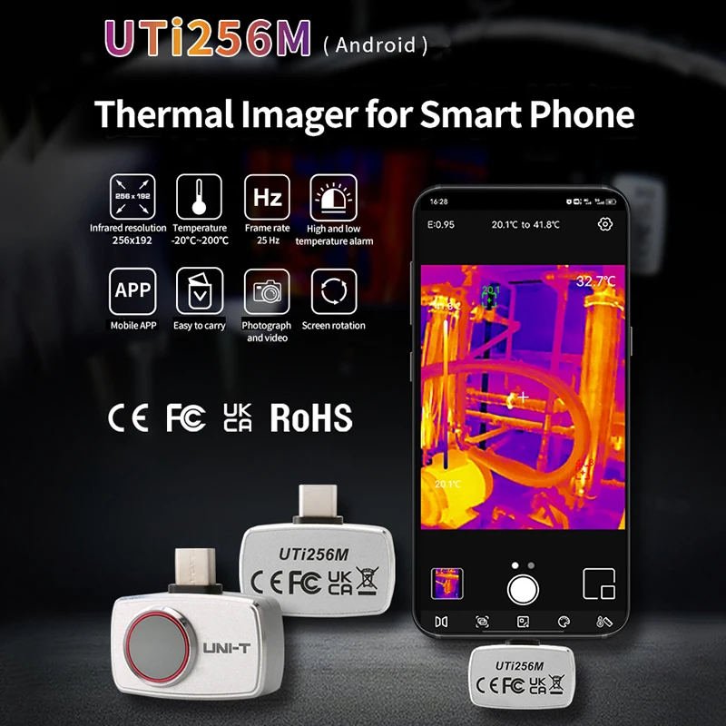 UNI-T Thermal Camera For Mobile Phone UTI256M 256x192 Pixel Infrared Thermal Imager For Android Type-C