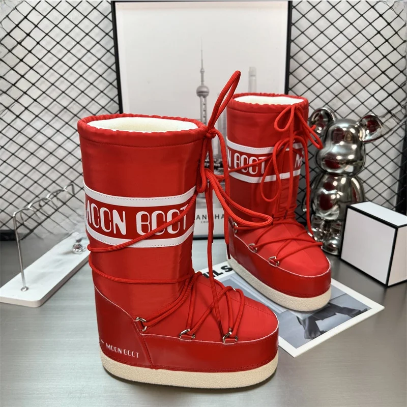 Upgraded Thick Bottom MOON Moon Boots Winter 2025 New Long Tube Ski Shoes Warm Snow Boots Women's Fashion Snow Boots