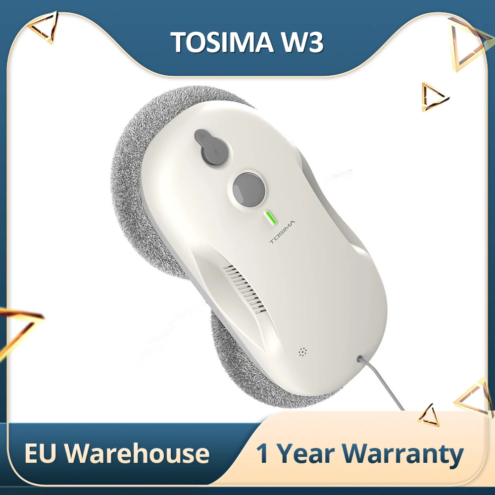 TOSIMA W3 Window Cleaning Robot,  90W 3800Pa Suction,650mAh，Bi-Directional Automatic Spray, APP/Remote Control, with 12 Mops