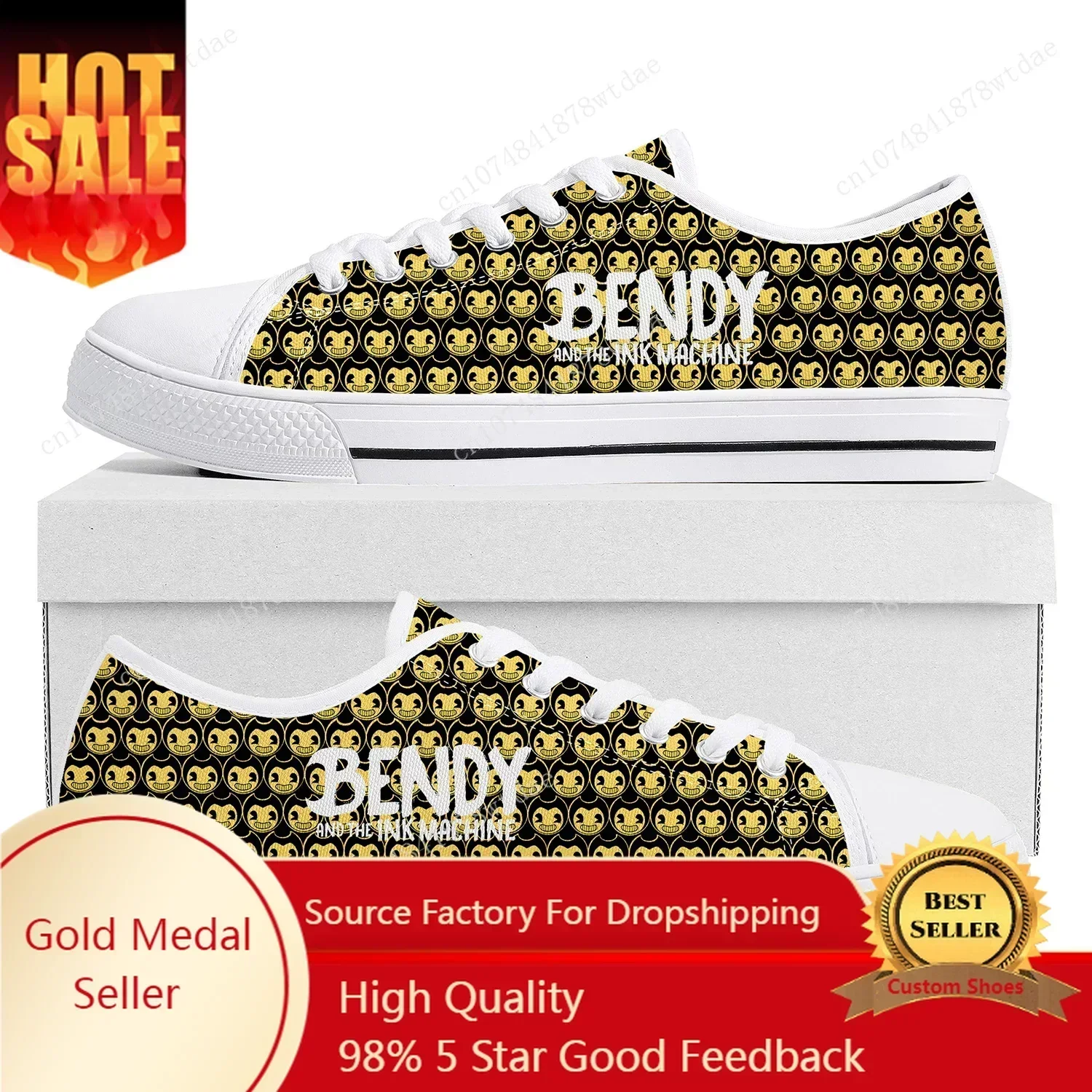 

Anime Game I-Ink M-Machines Low Top Sneaker Womens Men Teenager B-Bendy High Quality Canvas Sneaker Couple Custom Made Shoes