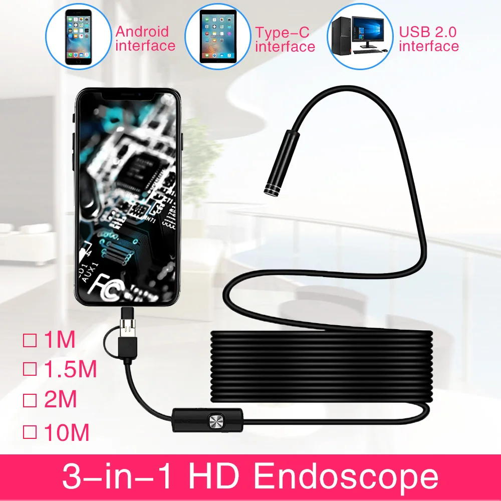 7mm WiFi Endoscope Camera HD Waterproof USB Inspection Borescope Camera Wifi for IOS Android PC Notebook Endoscope For Iphone