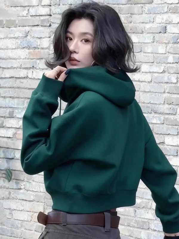 

Faionable Unique k een Hooded Fce Sweatirt Youthful Thiened Korean Sle Chic Comfortable Long Sve Pullover