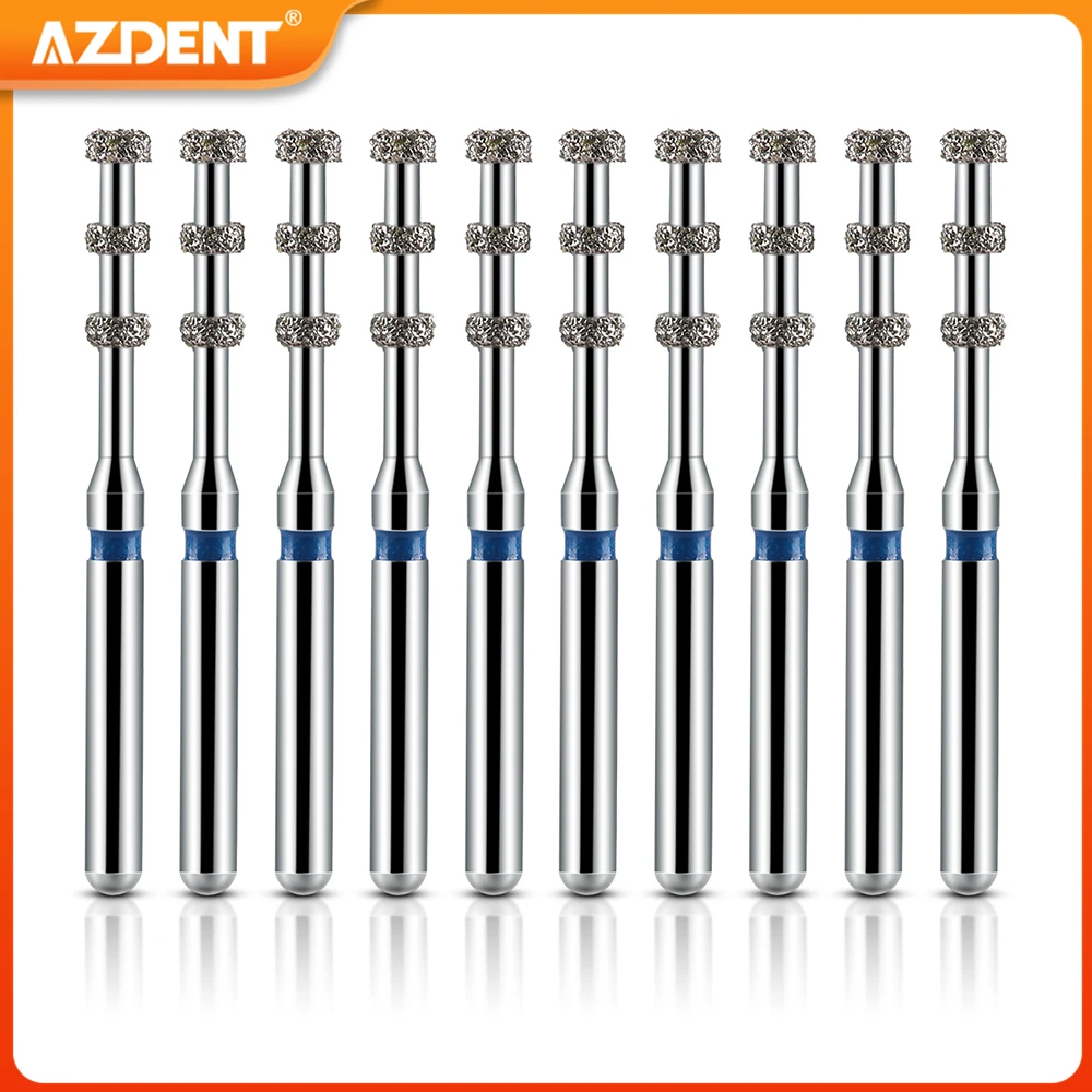 Dental FG Diamond Burs VP-21 AZDENT Preparation Depth Marking Medium Grit 1.6mm for High Speed Handpiece 300,000RPM Autoclavable