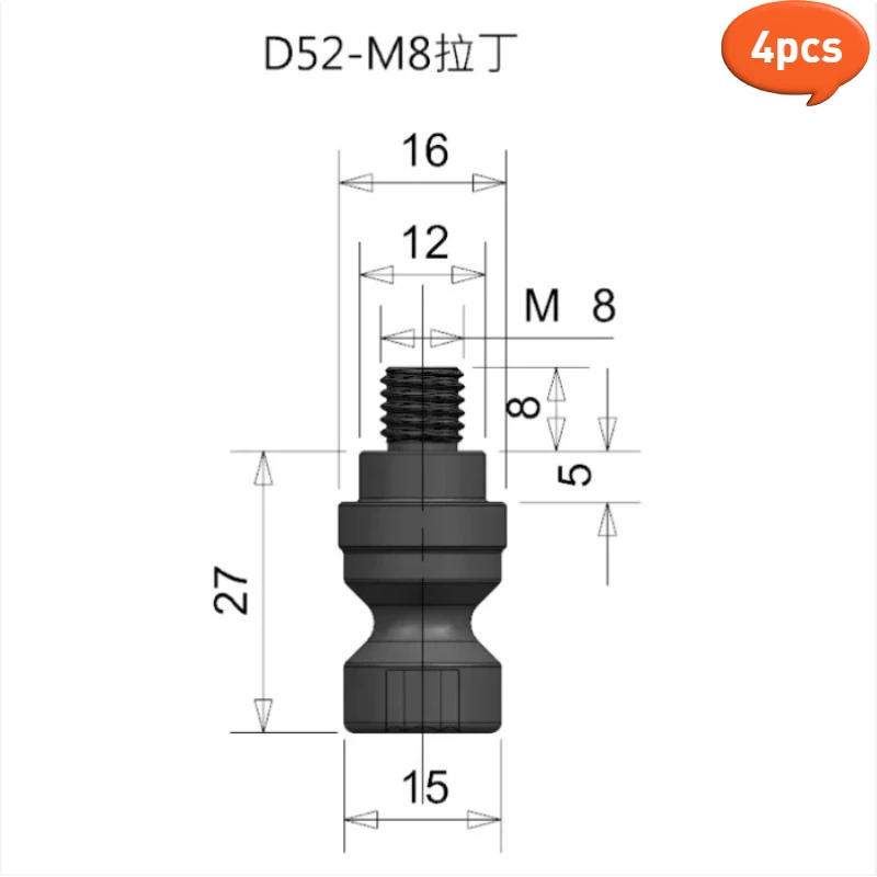 

4 шт., четырехпятиосевое крепление M8/M10, латинское, подходит для аксессуаров D52/D96, нулевых точек