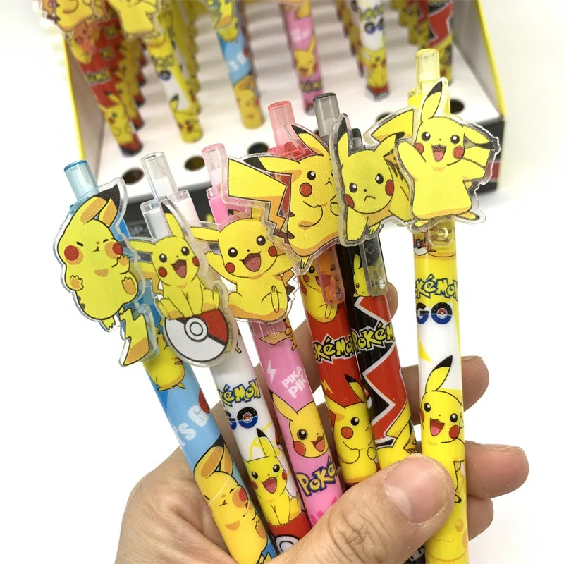 Pokemon Pikachu Push-on Patch Gel Pen Animation Learning Stationery Black Office Signature Pen Children's Toys Birthday Gift