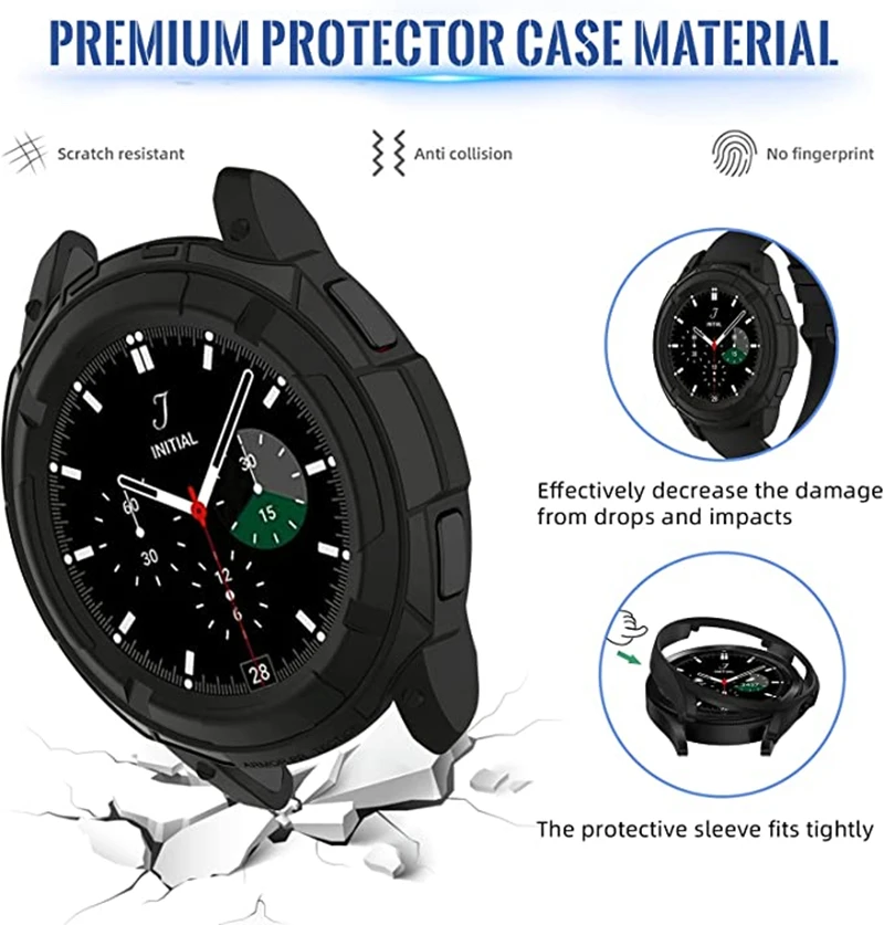 Case For Samsung Galaxy Watch 4 Classic 42mm 46mm Soft TPU Cover Bumper+ Bezel Ring for Galaxy Watch 4 Classic Accessories