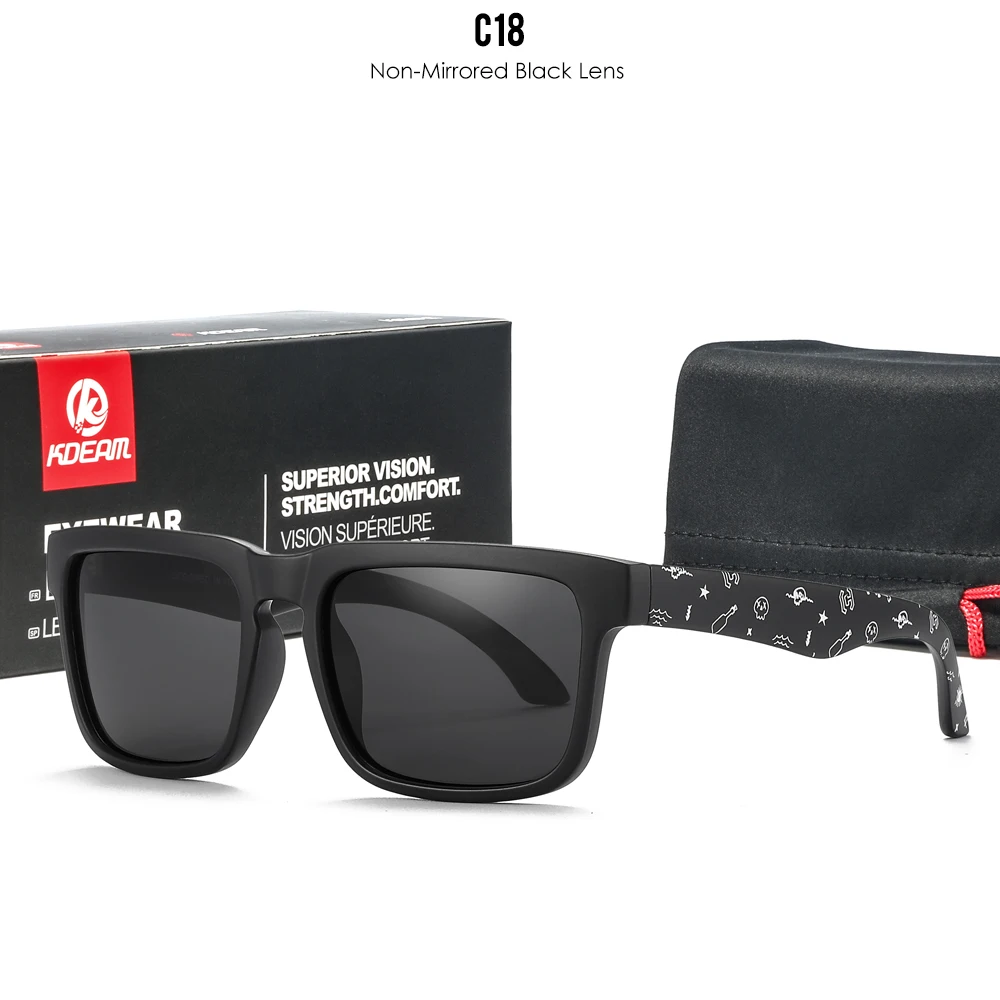 KDEAM Polarisierte Quadratische Sonnenbrille für Herren, Anglerbrille mit 5-Tank-Metallscharnieren – Detail 23