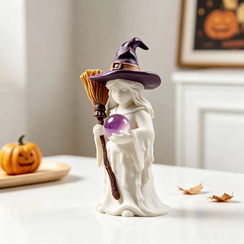 Magical girl holding ball silicone mold made of epoxy resin can be used for DIY Halloween ornaments gifts and accessories