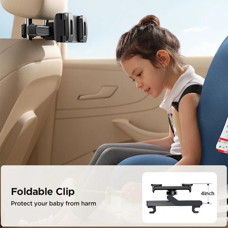 JOYROOM Tablet Holder for Car Headrest Folding Extension Arm iPad Holder for Car Backseat for Kids For 4.7-12.9\