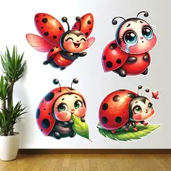 Cute Cartoon Ladybug Wall Stickers Bedroom Kids Room Background Decoration Mural Animals Home Decor Decals S163