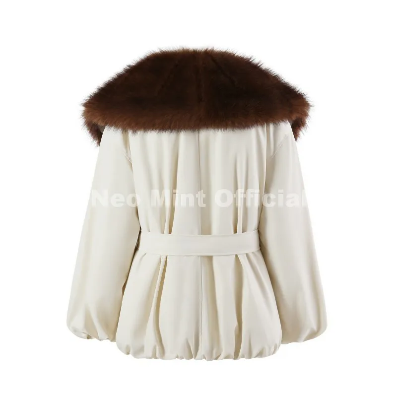 Neo Mint 2026 Winter Luxury Fur Collar Puffer Parka Jacket Women Warm Padded Quilted Coat Iconic Fashion Girls Outerwears