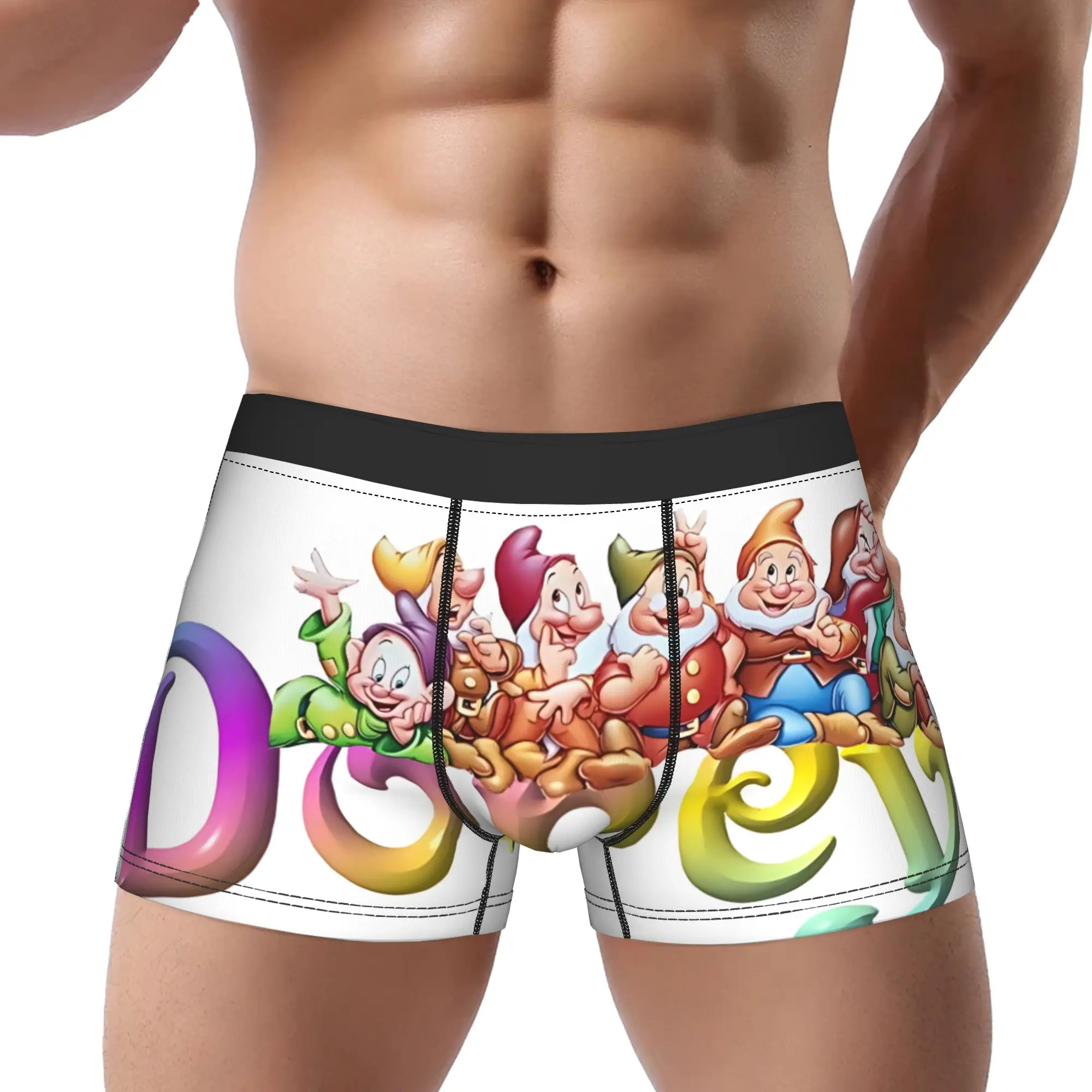 

1 шт. Мужские трусы-шорты с принтом «Белоснежка и семь гномов» (Док, Грумпи, Хэппи, Бешал, Допи)