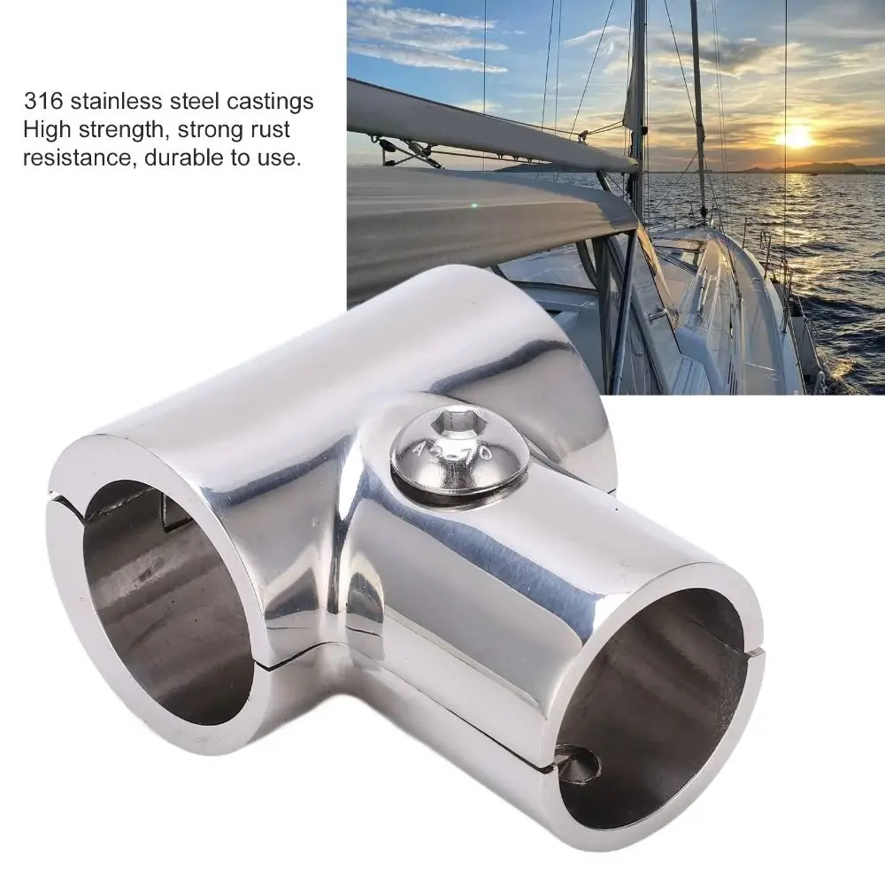 316 Stainless Steel Boat Hand Rail Fittings 90 Degree Heavy Duty Stainless Steel Tee Hinged Split Corrosion Resistant