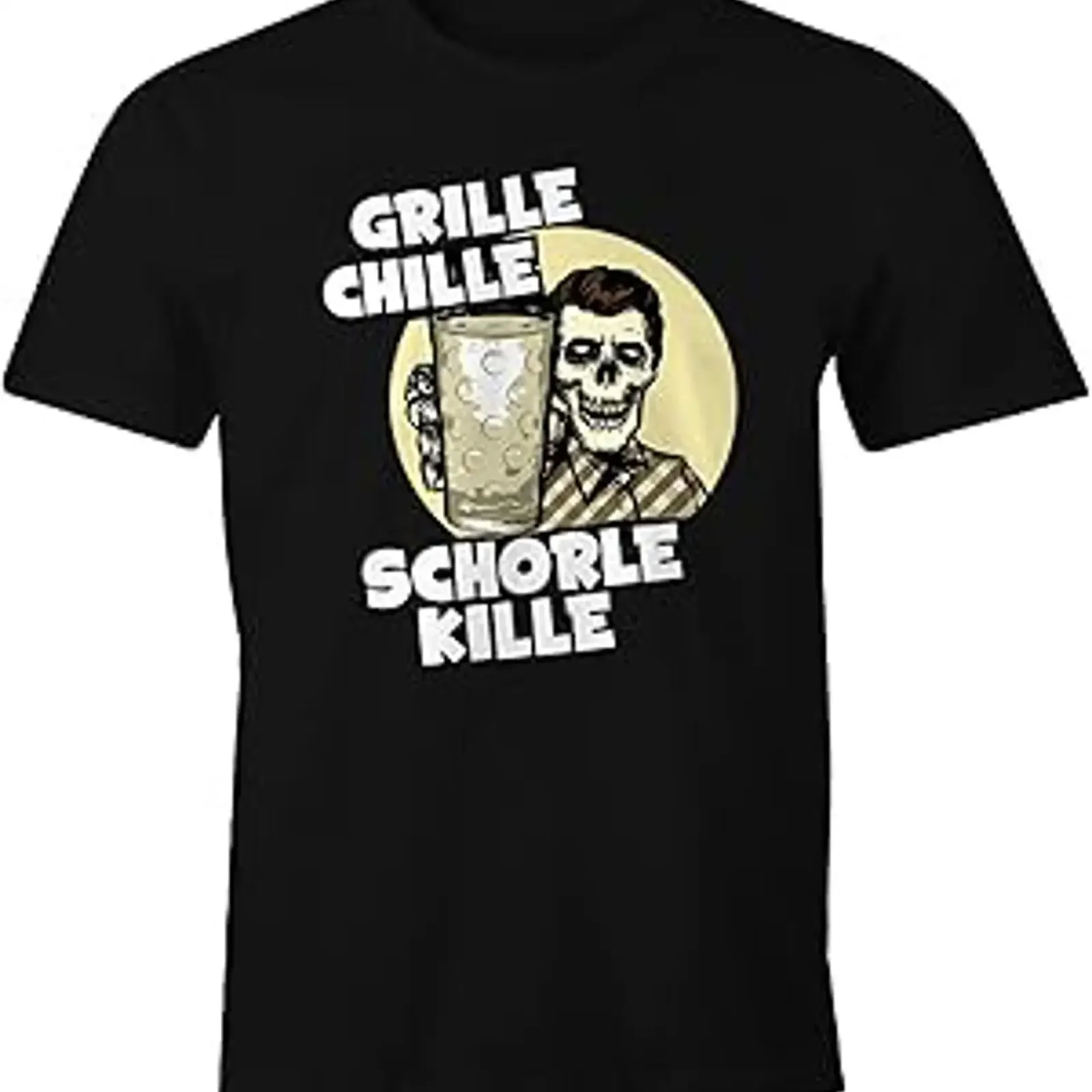 Мужская футболка MoonWorks с принтом Grille Chille Schorle Kille, винтажная, с эффектом потертости, дышащая, стильная, для уличной моды
