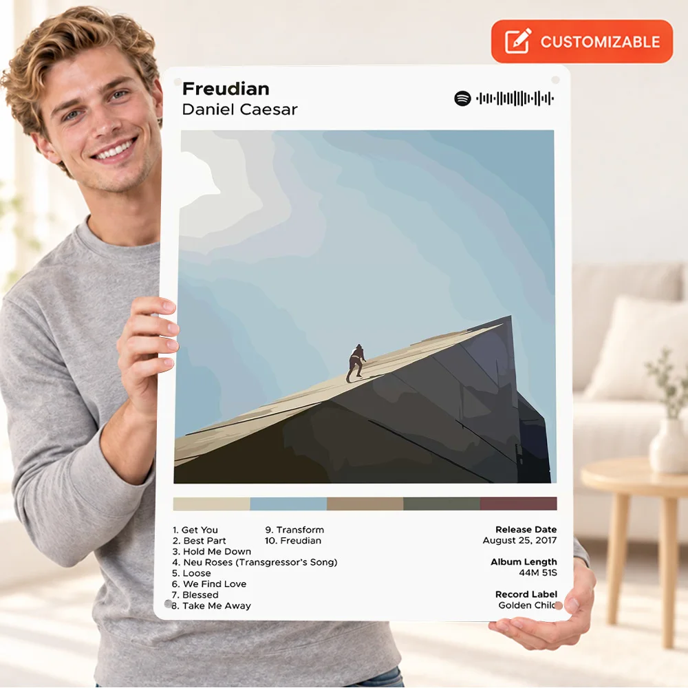 Freudian By Daniel Caesar Printed Poster Personalized Aluminum Metal Sign Album Cover Design Wall Art For Music Listening Corner