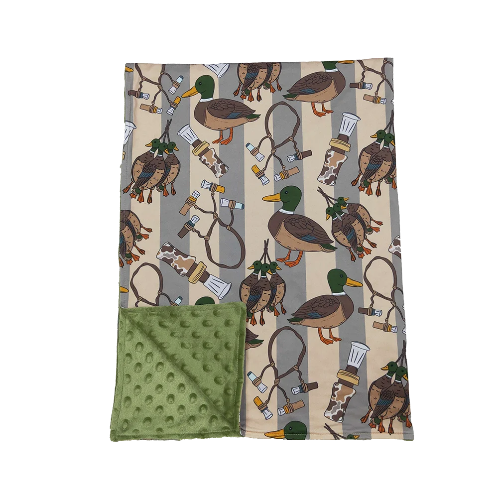 

9.26 Baby Blankets Baby Kids Green Ducks Calls Southern Hunting Minky Blankets 29-43 inches