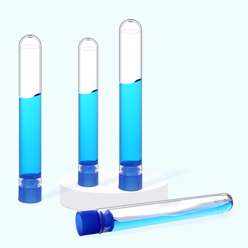 10 Pcs Disposable 12*60mm Hard Plastic Transparent Test Tubes With Cap 12mm Round Bottom Test Tube Laboratory Supplies