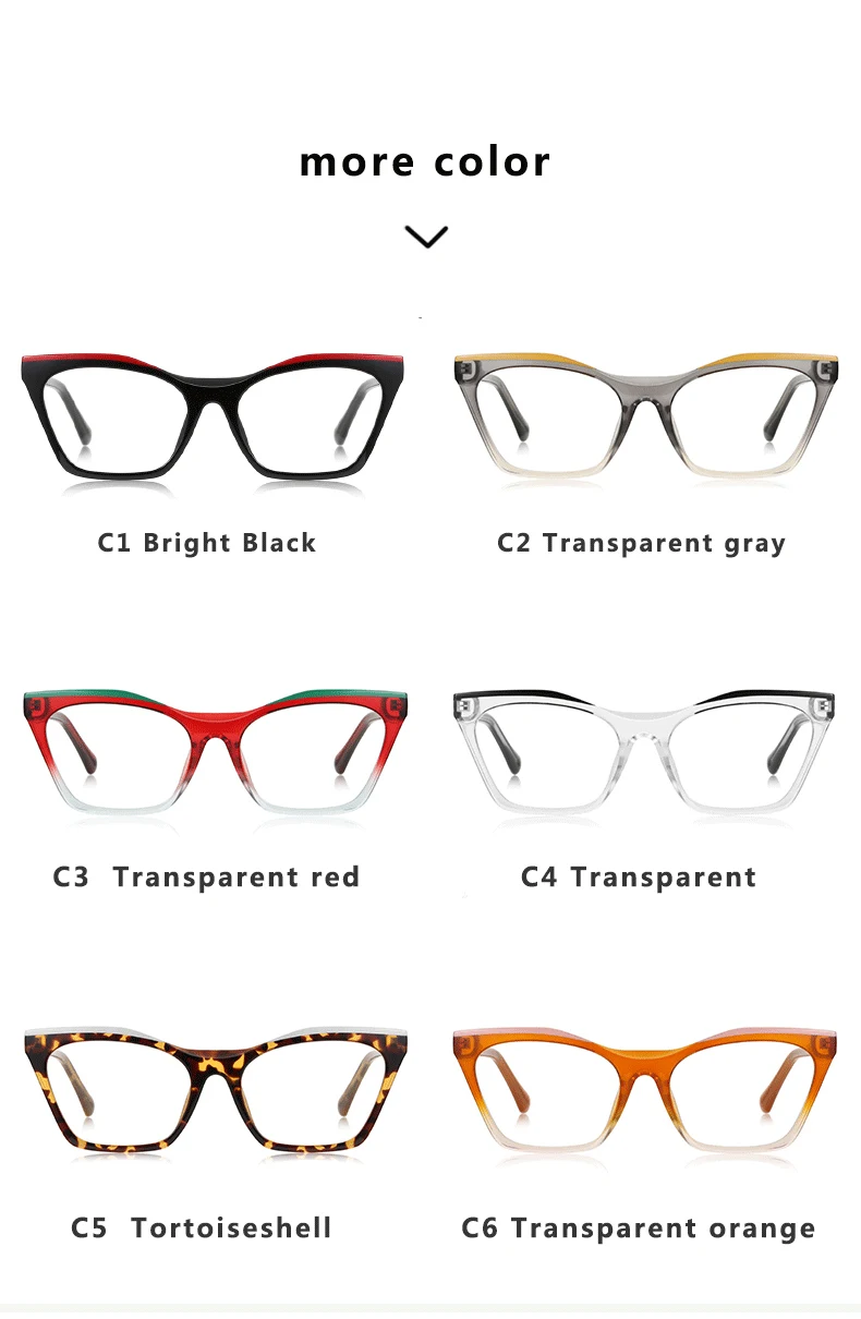 キャットアイファッション スプリットカラー ブルーライトカットメガネ 個性的なデザイン TRフレーム スプリングヒンジ 頭を締め付けない