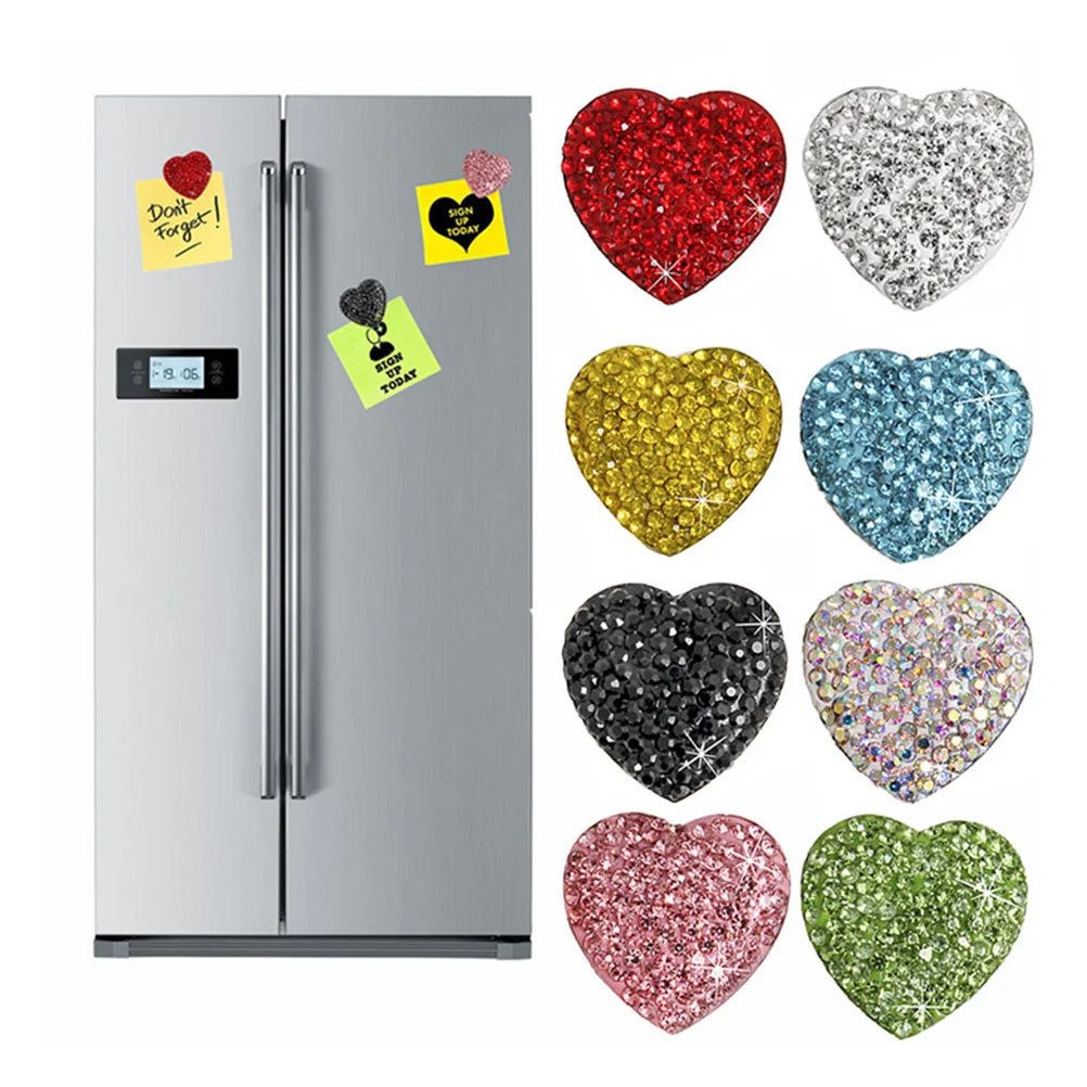 

9Pcs Crystal Rhinestone Heart Magnets Creative Decorative Fridge Magnet for Home Kitchen Refrigerator Whiteboard Magnet