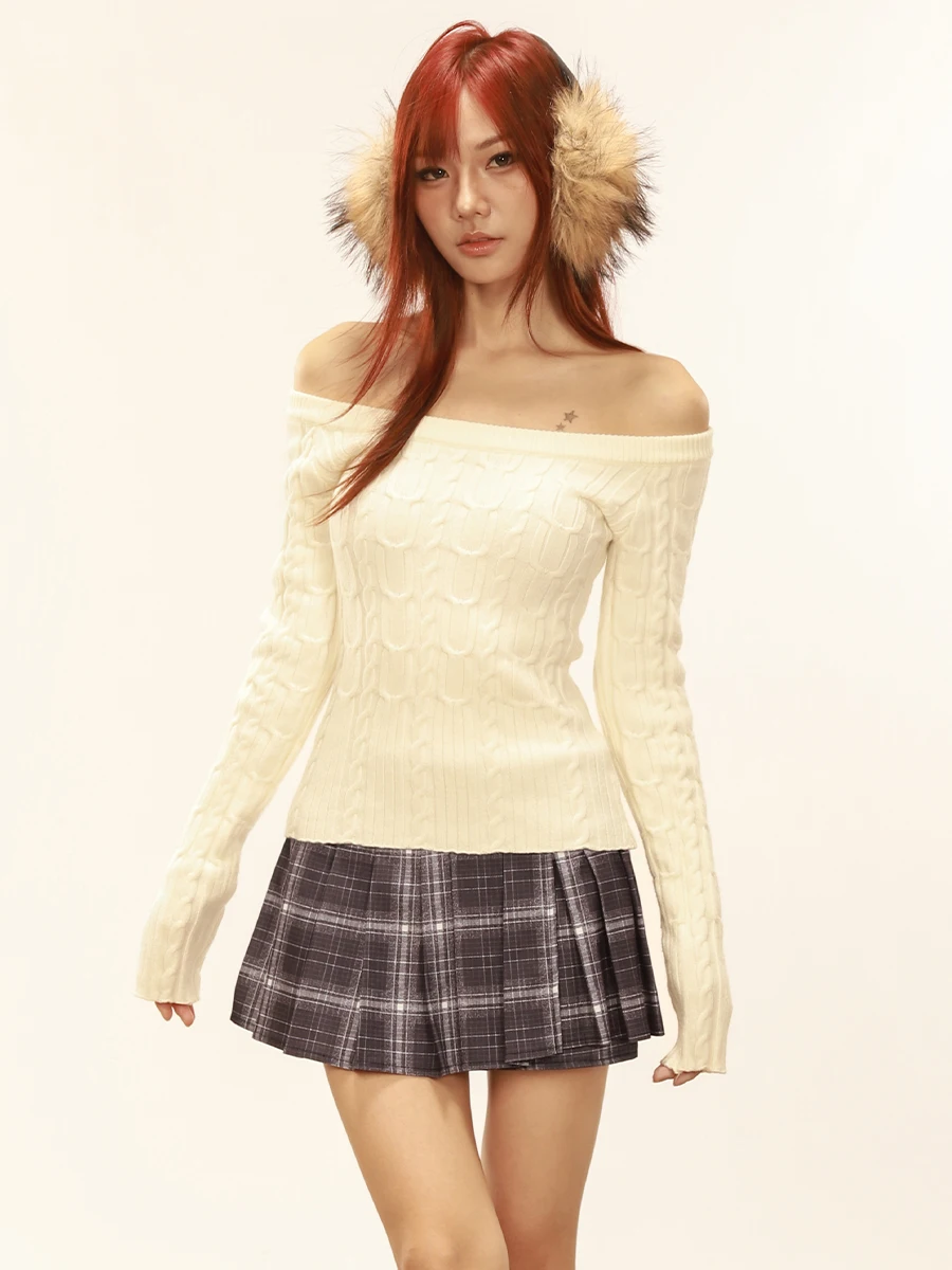 

Женский свитер в американском ретро-стиле с эффектом твист, осенняя новинка 2025 года, модный дизайн, облегающий топ с круглым вырезом и длинными рукавами