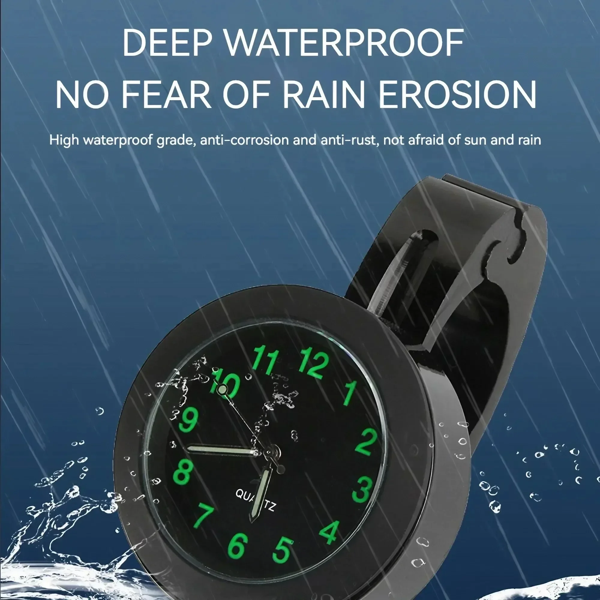 Universal Stainless Steel Waterproof Handlebar Clock for Motorcycles, Scooters, ATVs, Bicycles - Shockproof Mount