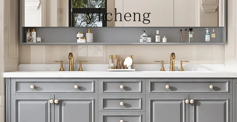 

double basin bathroom cabinet seamless ceramic integrated sink toilet washstand combination