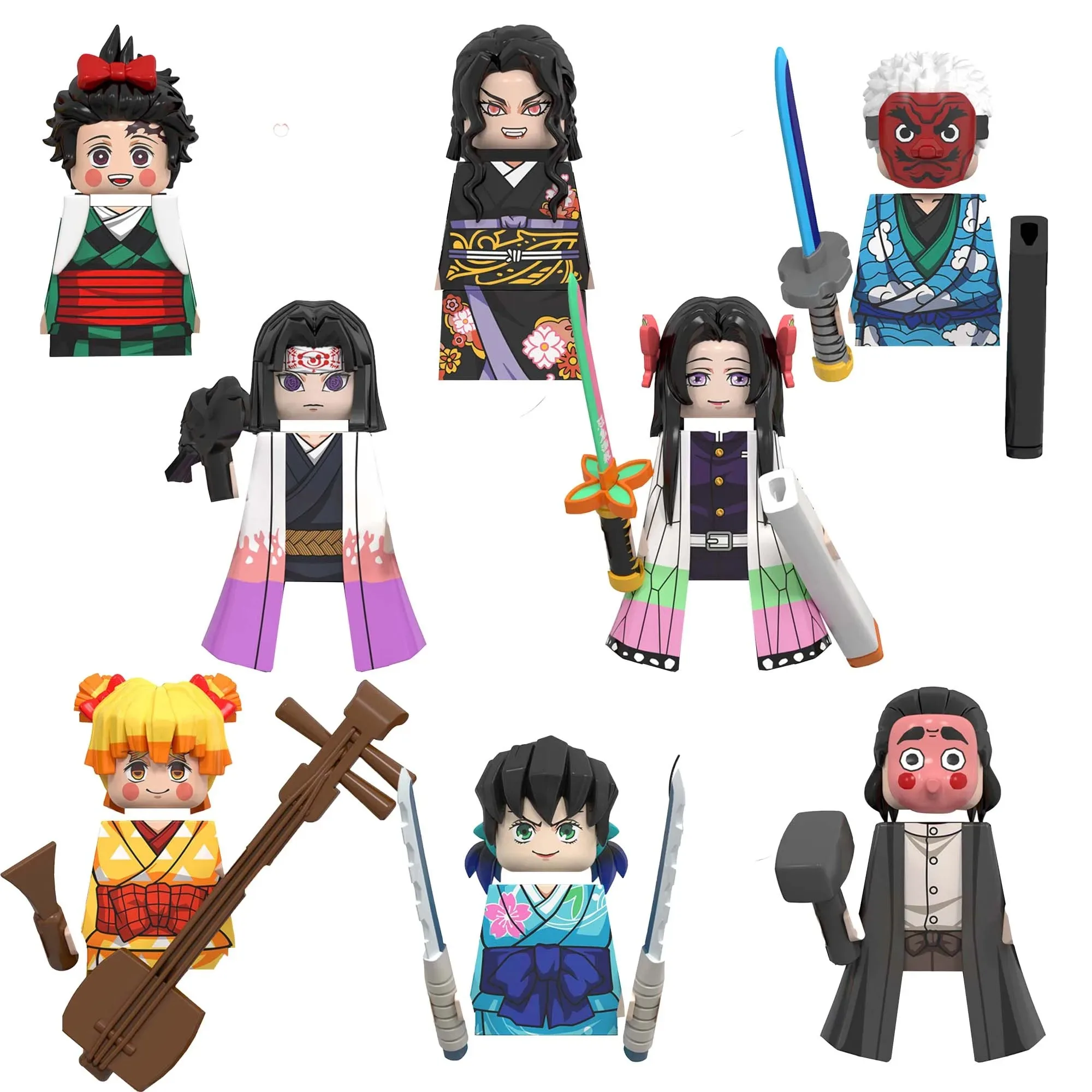 WM6116 WM6137 WM6162 japonais Anime samouraï Tanjirou Nezuko Kyoujurou Giyuu Mini blocs de construction briques poupées figurines d'action jouet