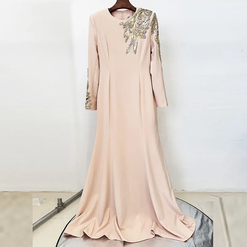 LEOSOXS Vestido de noite luxuoso feminino preto com bordado de folha de ouro intrincado e bainha de sereia para galas formais ultramorosas