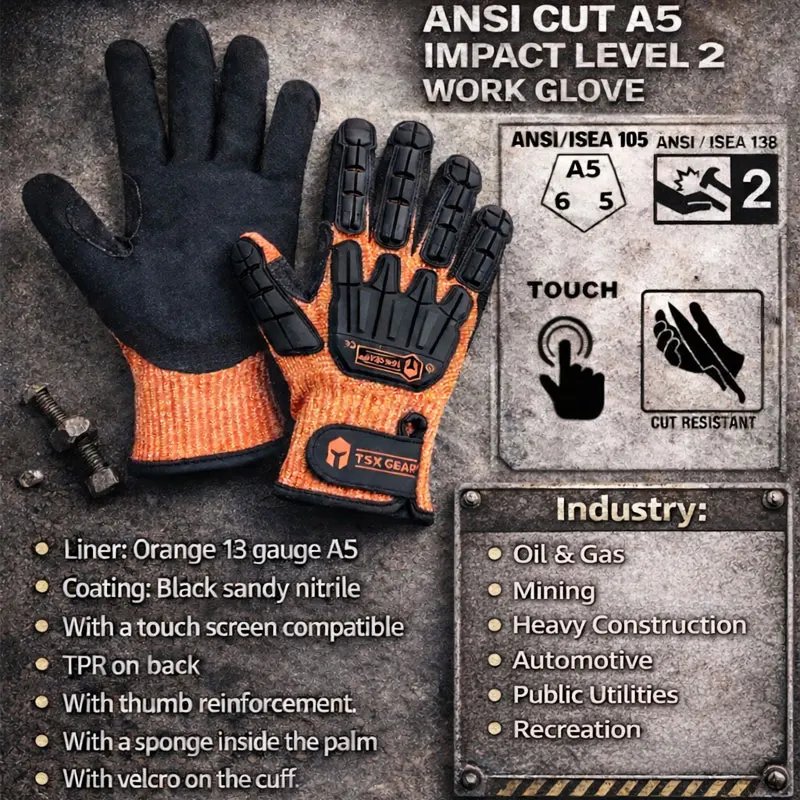 

NMSafety Touch Screen Anti-Vibration Cut-Resistant Work Gloves Nitrile Oilproof with Good Grip Palm Garden Protection Gloves