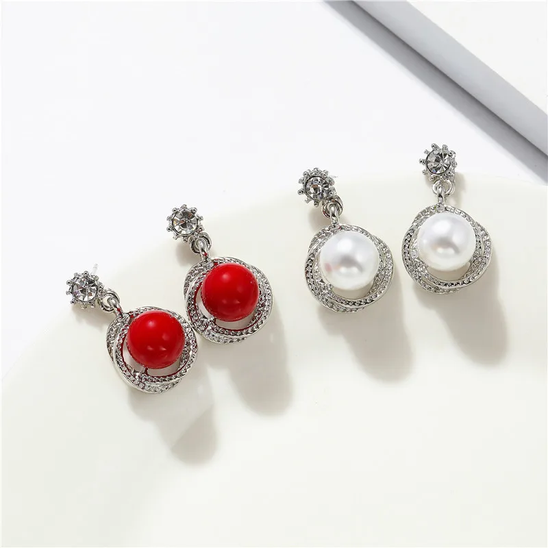 Geometric Bead Earring Elegant Round Imitation Pearl Earrings For Women Wedding Earrings Jewelry Gifts
