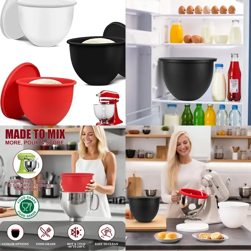 for Silicone Bowl   Slip Mixing Bowl Insert for 5 Quart for KitchenAid Stand Mixer Blender Kitchen Accessories