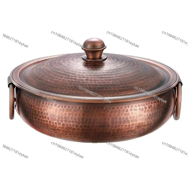 Yin Yang Handcrafted Pure Copper Hot Pot Double Flavor Soup Stock Pot Traditional Chinese Style Induction Safe Casserole Dish