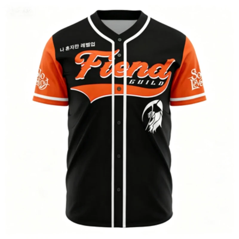 Street Trendy Baseball Jersey Death Guardian Thirteen Team Print Versatile Casual Thin Short Sleeved Shirt