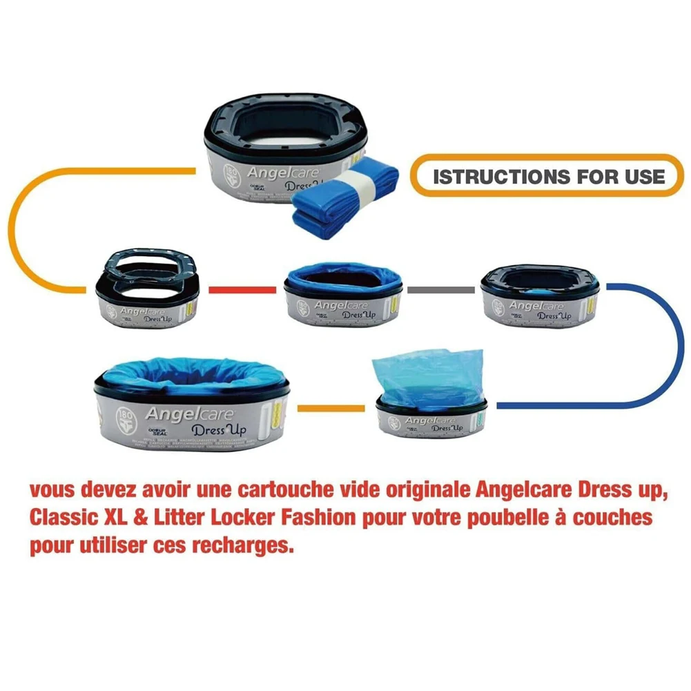 

12Pcs Trash Bucket Replacement Liner Blue Diaper Pail Refills Unscented Bags Garbage Disposal Bags for Tommee Tippee Dress Up XL