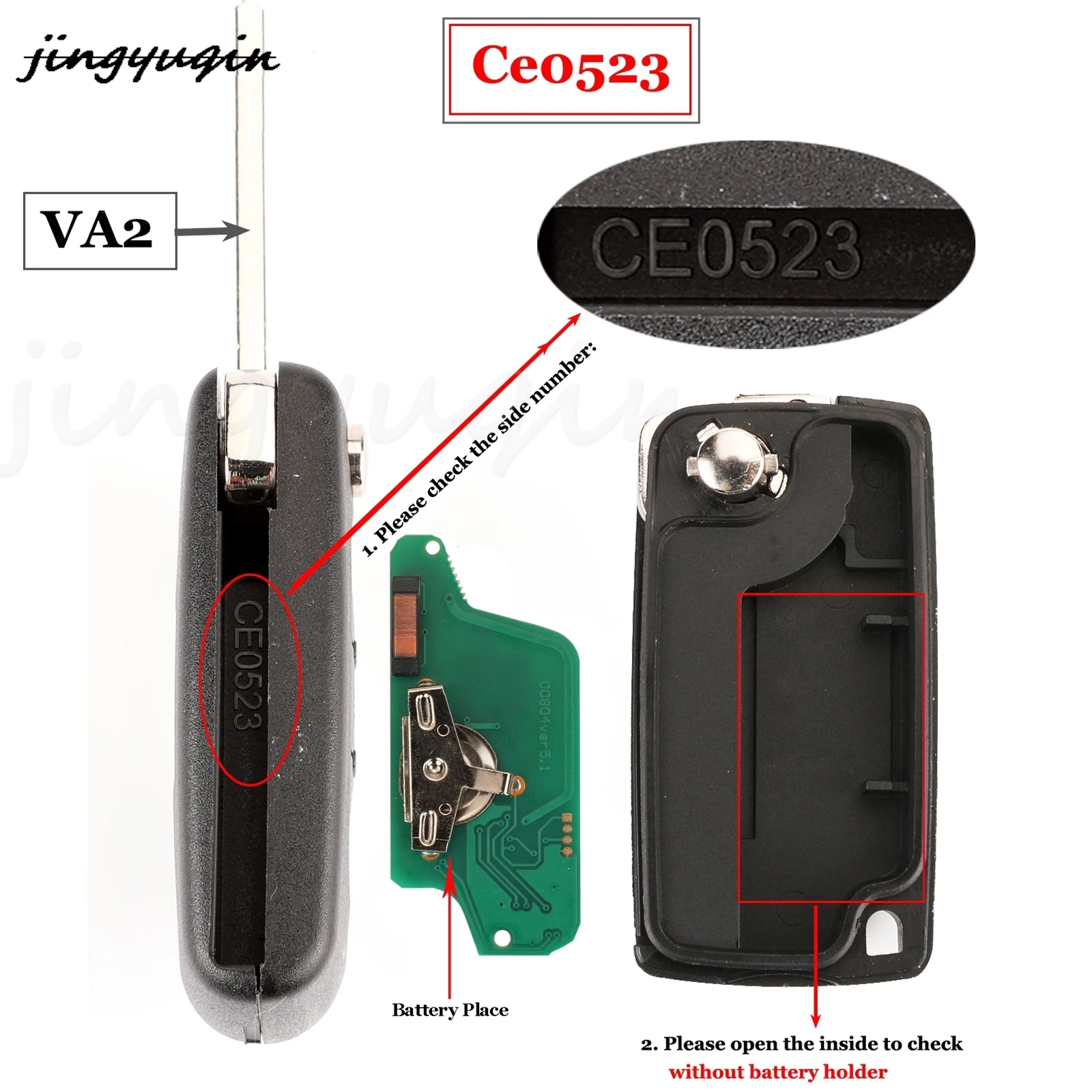 jingyuqin 2/3 przyciski zmodyfikowany składany pilot zdalnego sterowania FSK 433Mhz ID46 Chip Ce0523 dla Citroen DS 3 2014-2015