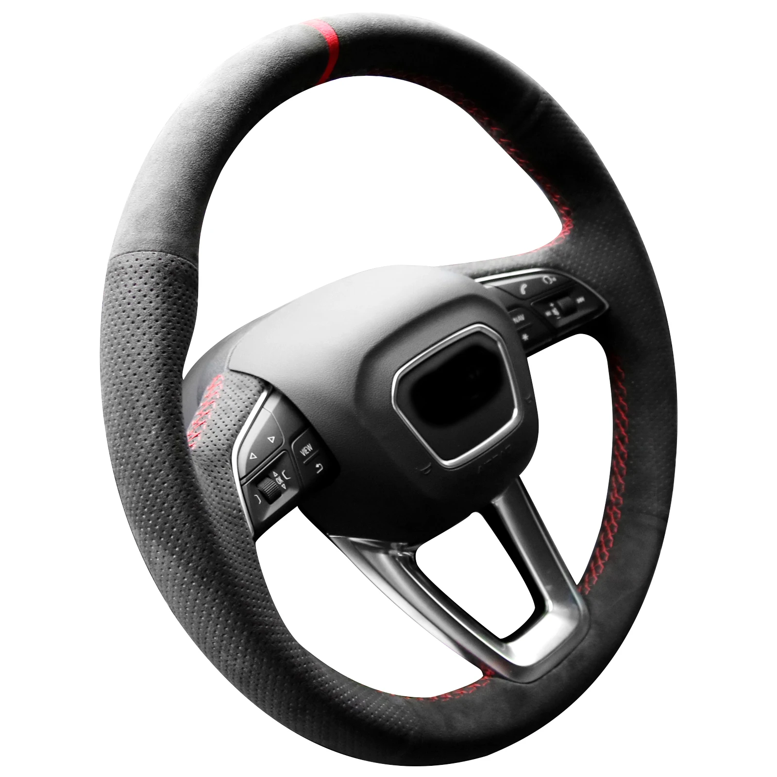 Alfanxi Hand Stitch Alcantara Steering Wheel Cover Compatible with Audi A4 Allroad Q3 Q5 SQ5  Sportback Q7 SQ7 Q8 SQ8