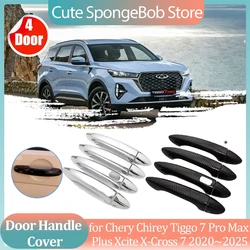 Car Handle Cover for Chery Chirey Tiggo 7 Pro Max Plus Xcite X-Cross Carbon Fiber Black Door Sticker Trim Strip Cap Accessories