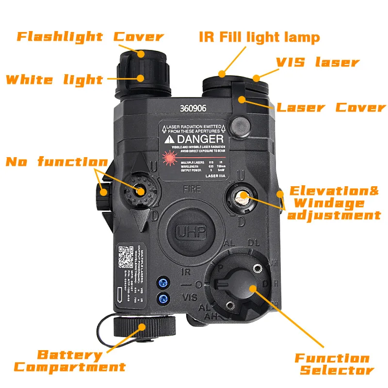 Tactical Airsoft PEQ-15 PEQ15 LA5C Red Dot Laser Indicator Camouflage Invisible Tape Scout Light LED Strobe Flashlight
