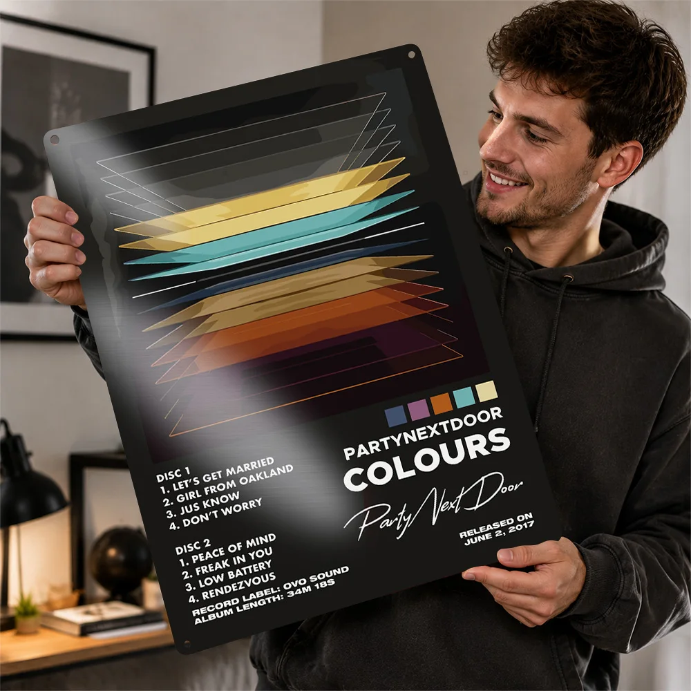 PartyNextDoor Colours Album Cover Art 3D Texture Metal Poster Customized Wall Art Tin Sign Gift for Mancave Funny Signs Decor