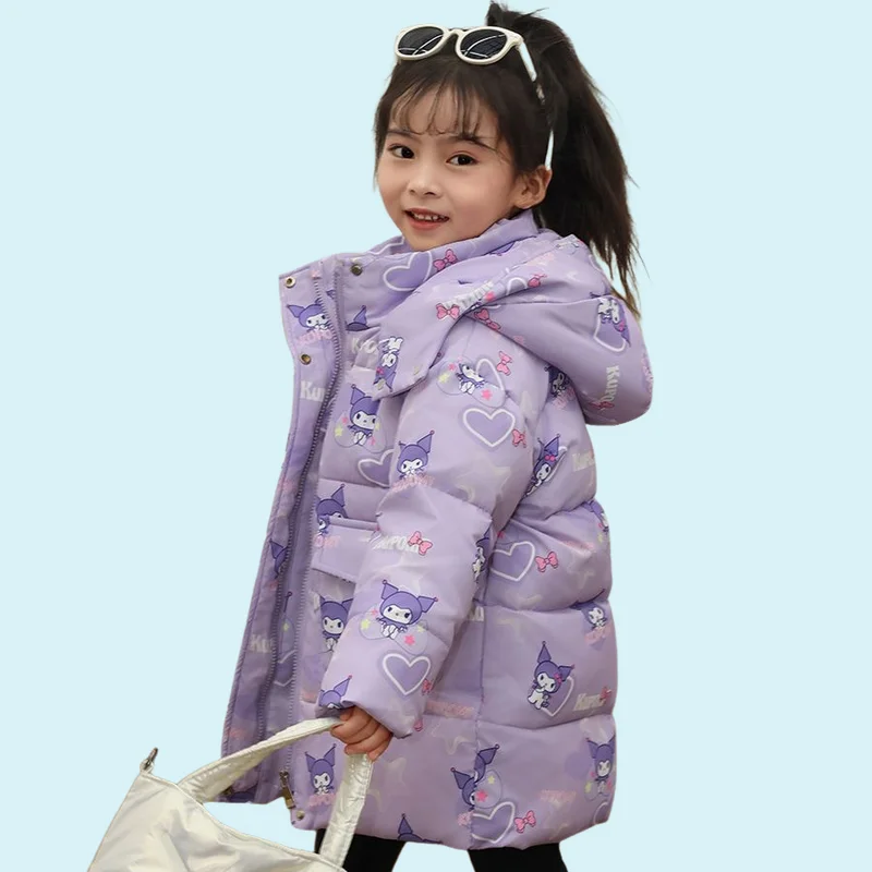 

Kawaii Kuromi My Melody Jacket Winter New Girls Down Clothes Anime Jacket Cartoon Children Christmas Holiday Gift Warm Jacket