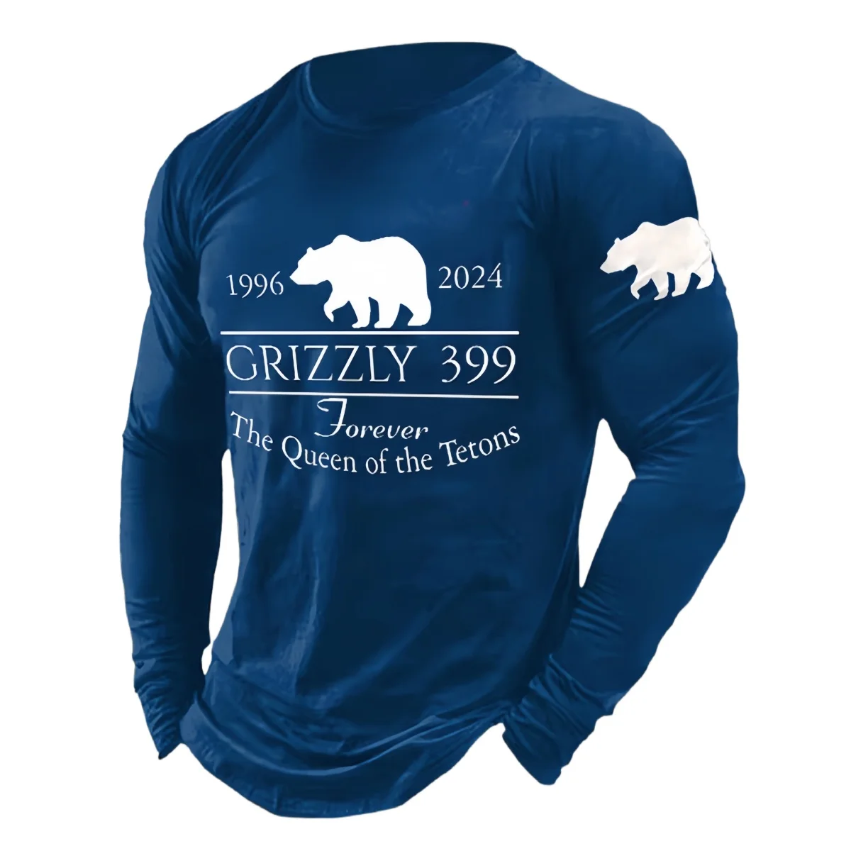 

Men's Bear Graphic 3D Printed Long Sleeve T-shirt Spring And Autumn Casual Loose Comfortable O-neck T Shirts Vintage Street Tops