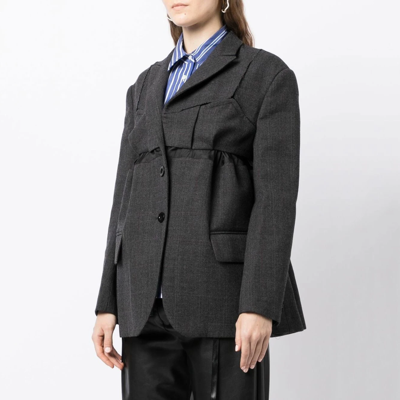 Temperament commuting high waist single-breasted suit jacket splicing false two women's jacket  2023 Winter New