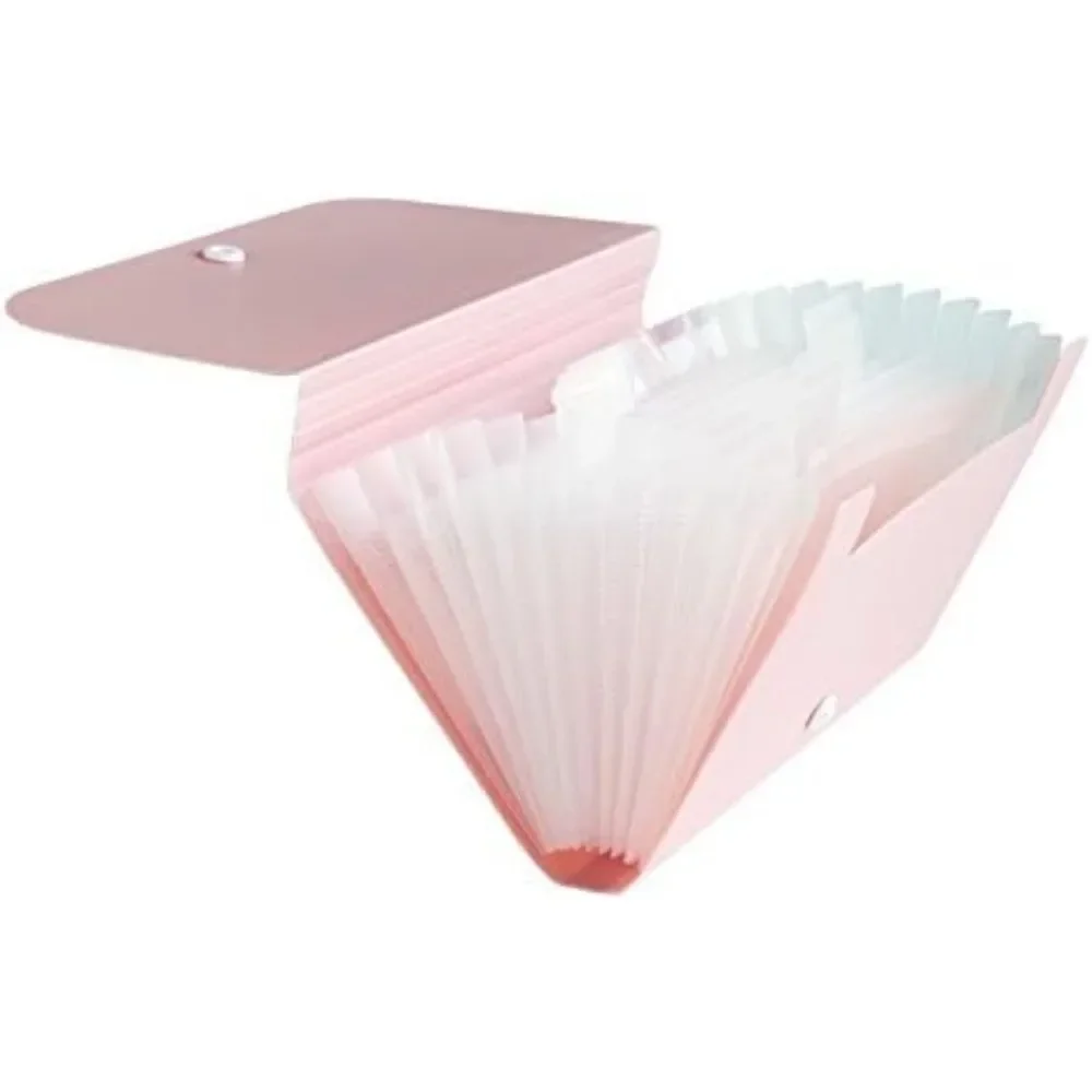 مجلد الأكورديون المقسم محفظة صغيرة PP، بطاقات، كوبونات، إيصالات، عناصر ضريبة أو تغيير، 7 × 4.5 بوصة، 12 جيبًا،