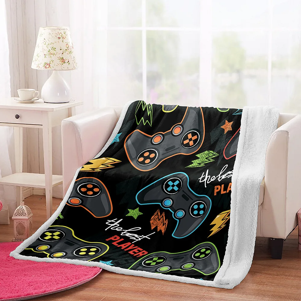 Game Blanket Game Controller Fleece Blanket for Couch Sofa Chair Room Decor Soft Warm Blanket Travel Office Fashion Blanket