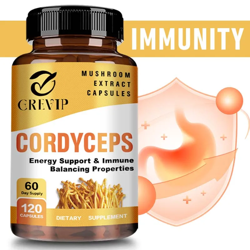 Cordyceps Mushroom Capsules - Support Brain Function Health,Improve Memory and Concentration,Reduce Stress,Improves Mood,NON-GMO
