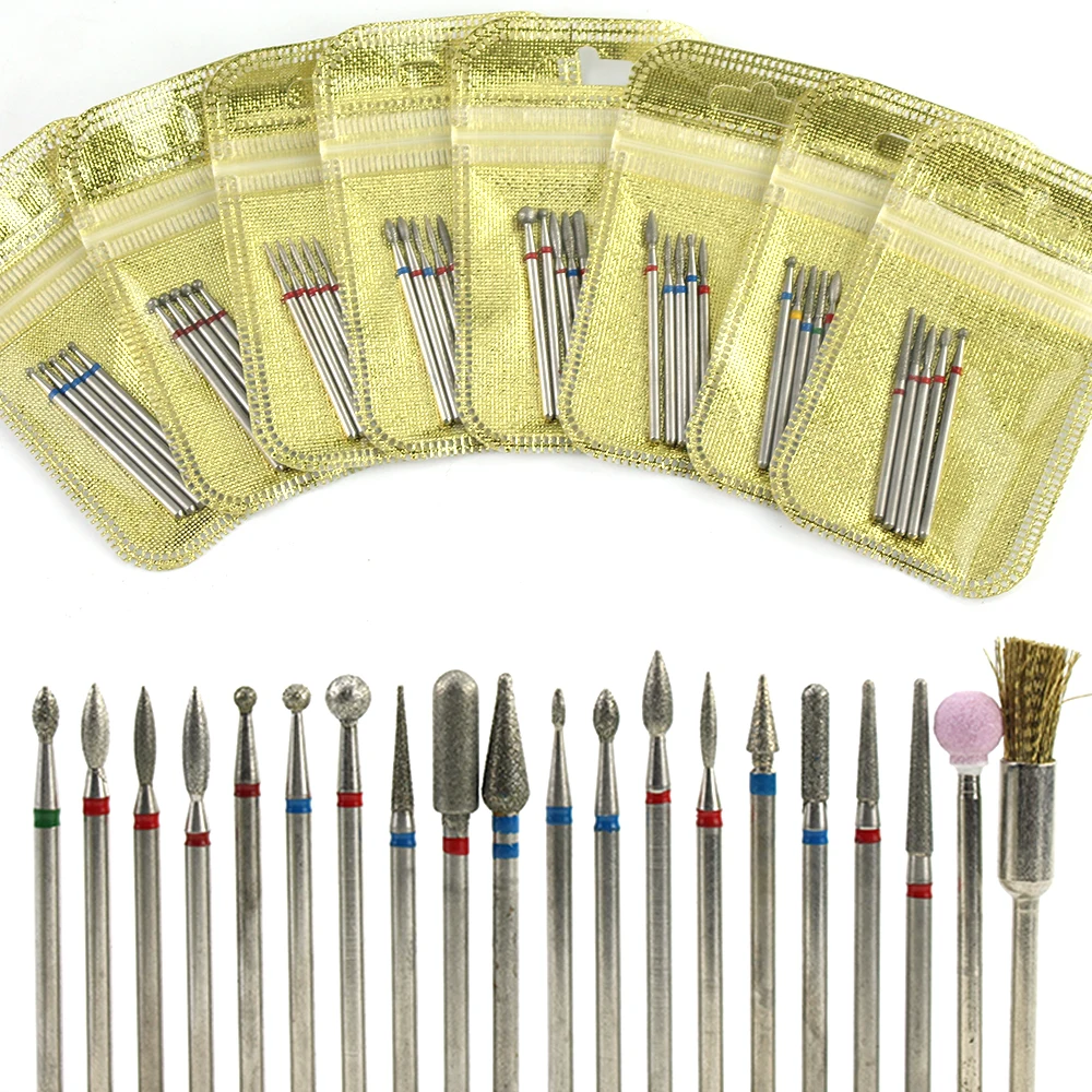 Fresa per unghie elettrica diamantata da 5 pezzi per manicure Set di punte per trapano per unghie Pedicure Accessori per nail art Strumento Rimuovi la pelle morta